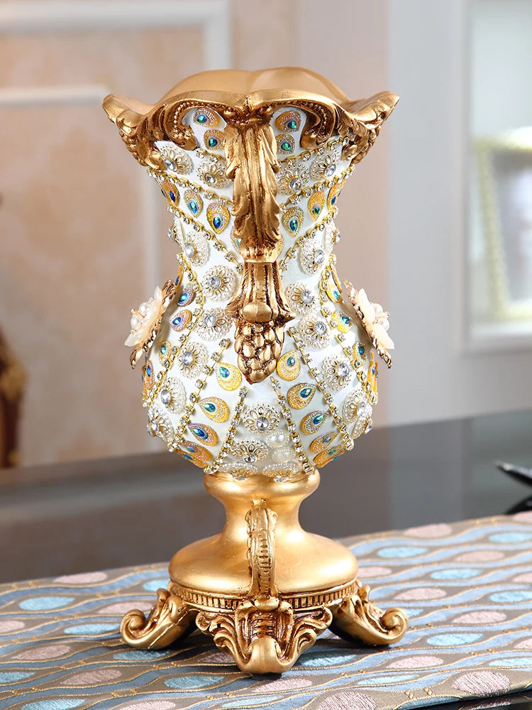 European Resin Vase Stereoscopic Dried Fowers Arrangement Wobble Plate