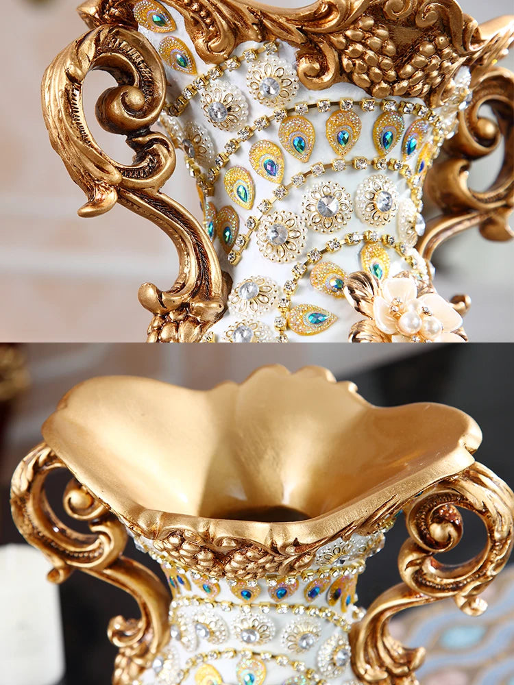 European Resin Vase Stereoscopic Dried Fowers Arrangement Wobble Plate