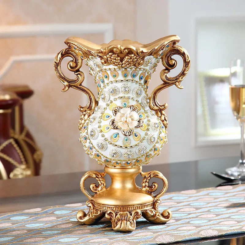 European Resin Vase Stereoscopic Dried Fowers Arrangement Wobble Plate