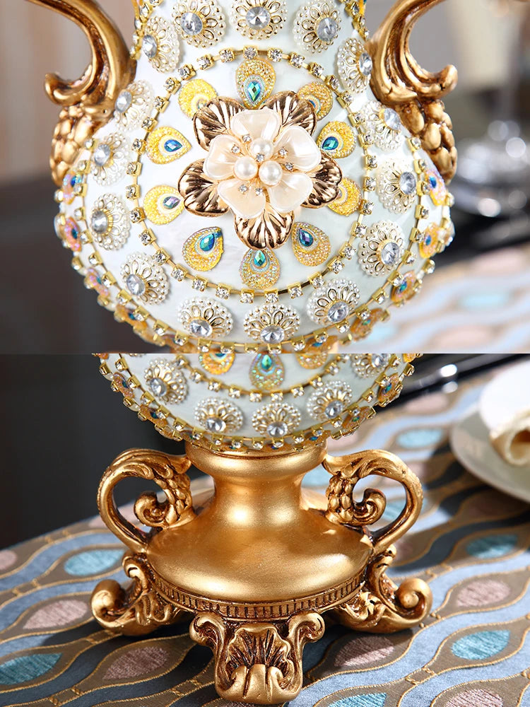 European Resin Vase Stereoscopic Dried Fowers Arrangement Wobble Plate