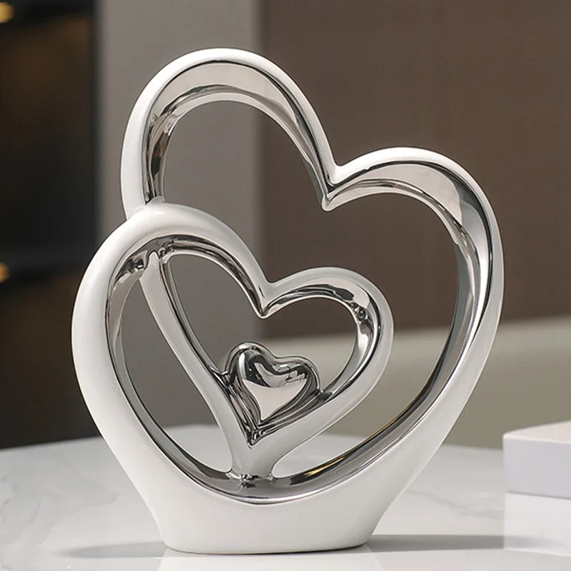 Ceramic Heart Statue Ornament Living Room
