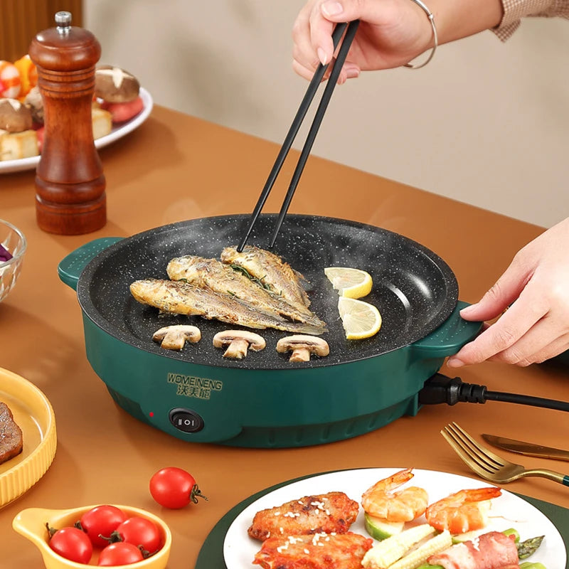 Electric MultiCooker 220V Househould Barbecue Electric Frying Pan Fish Omelette Fried Steak Non-stick Cooking Machine Frying Pan