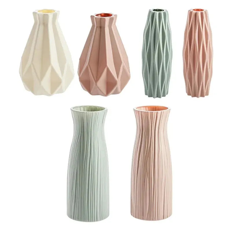 1pc Modern Flower Vase White Pink Blue Plastic Basket Nordic Home Living Room Decoration Ornament Flower Arrangement