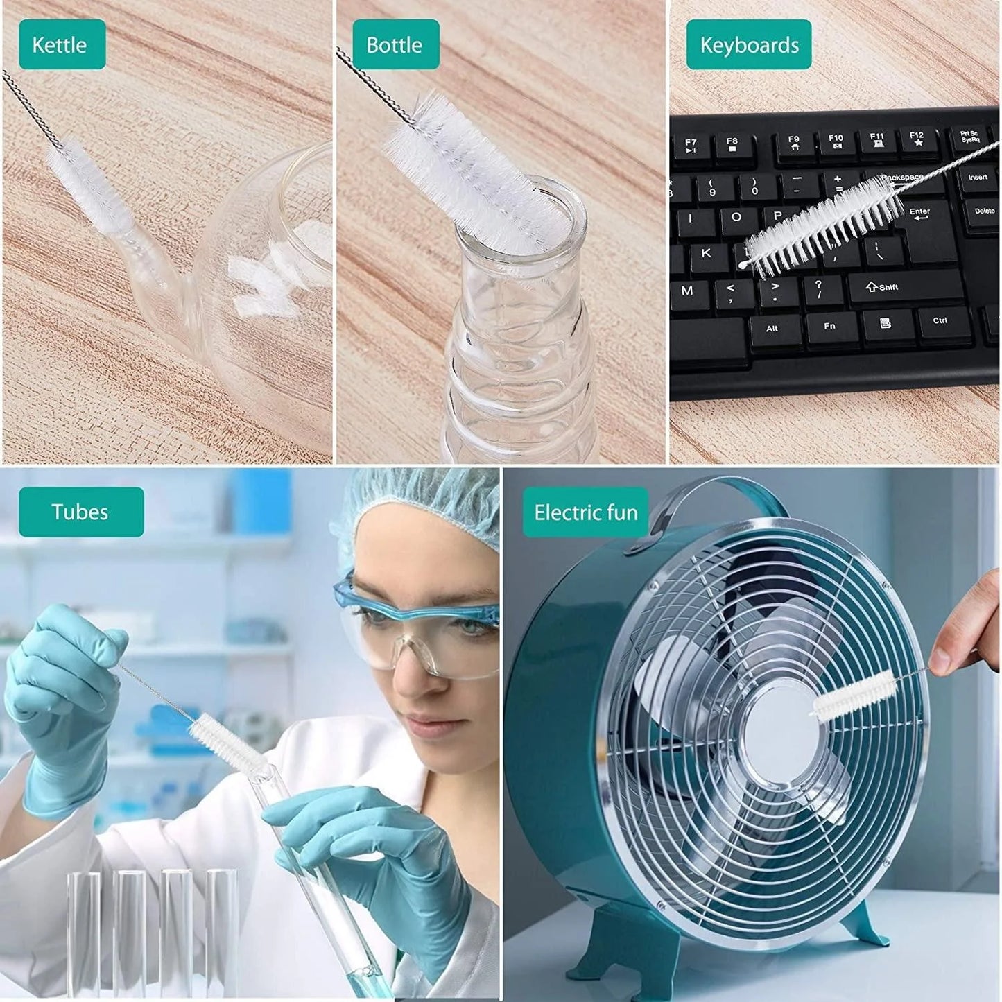 10 pieces per set Multipurpose Portable Glass Washing Tube Cleaning Brush Set Made of Stainless Steel for the Home