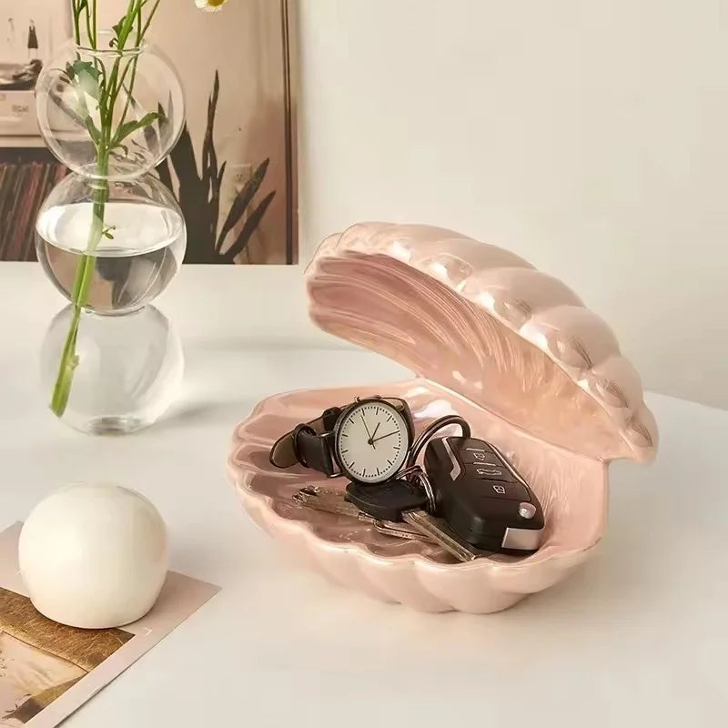 LED Room Decor Night Light – European Shell-Style Lamp with Ceramic Pearl, Perfect for Kids' Bedrooms, Bedside Tables, and Jewelry Storage. A charming and modern touch for your space!