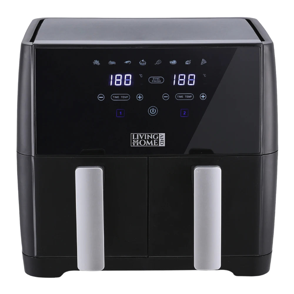 Dual Basket Air Fryer 8L – 1700W, Touch Screen, 80°C-200°C Adjustable Temperature, 30-Min Timer & Auto Shut-Off