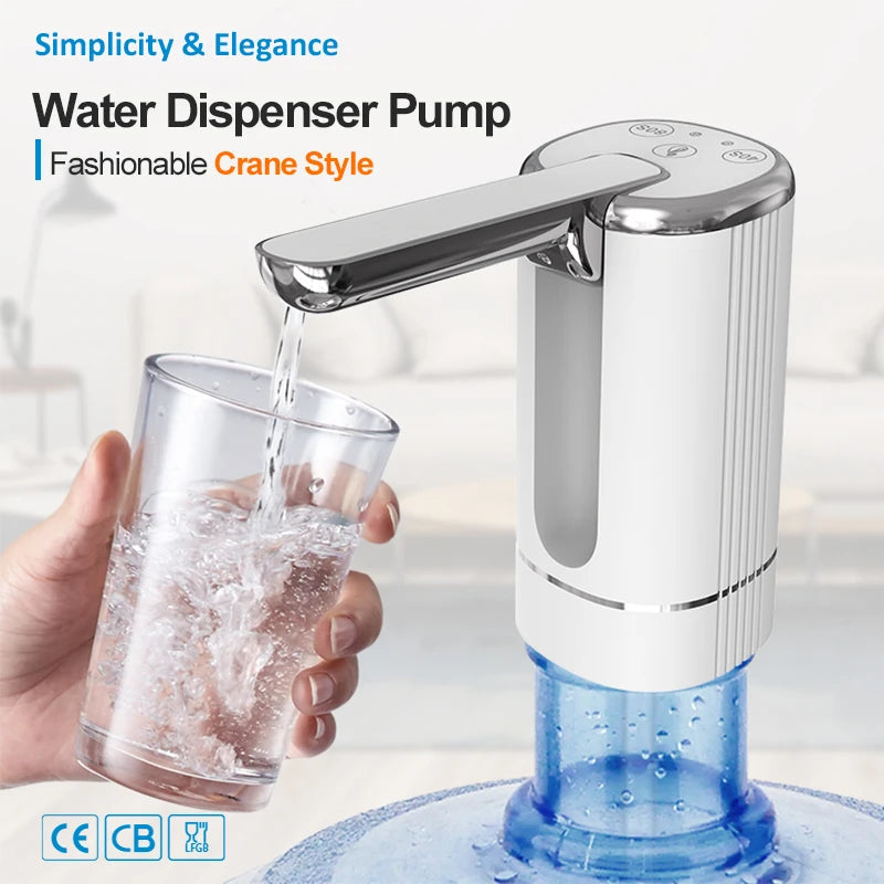 Foldable Water Bottle Pump Water Dispensers Pump for Automatic Dispensing Home Electric Water Dispenser with Button Control