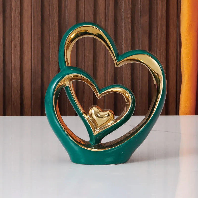 Ceramic Heart Statue Ornament Living Room