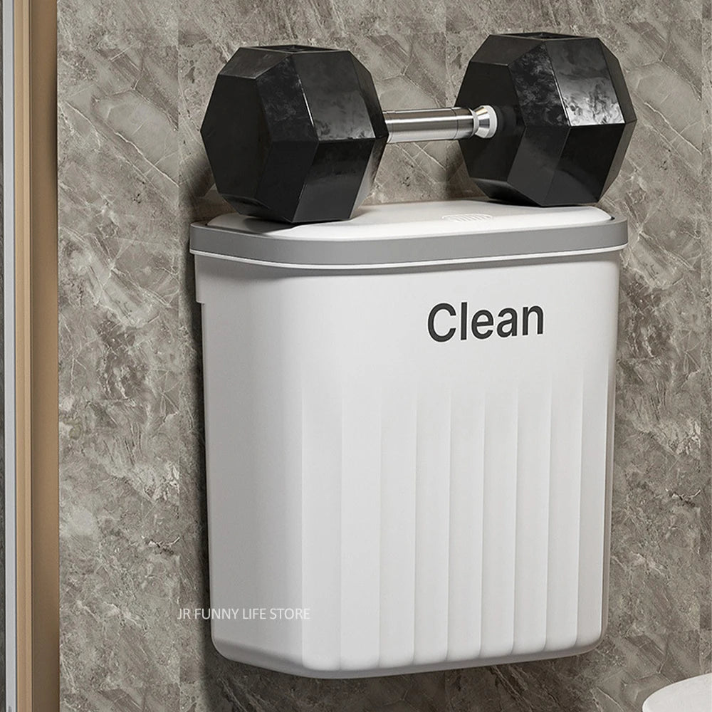 Trash Can With Lid, Hanging Wastebasket, and 12/16L Press Type Wall Mounted Trash Can for Bathroom Toilet Garbage Bucket, and Kitchen Recycling Bin