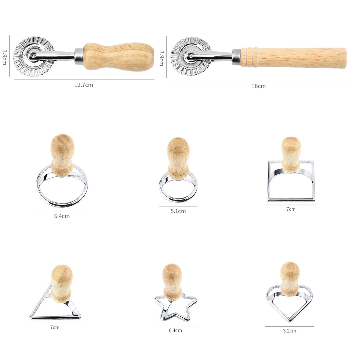 Ravioli Maker Mold Tool, Pasta Press, Stainless Steel Cookies Cutter Set, Ravioli Stamp Set, and Pastry Wheel Set are all part of the Kitchen Attachment Kit.