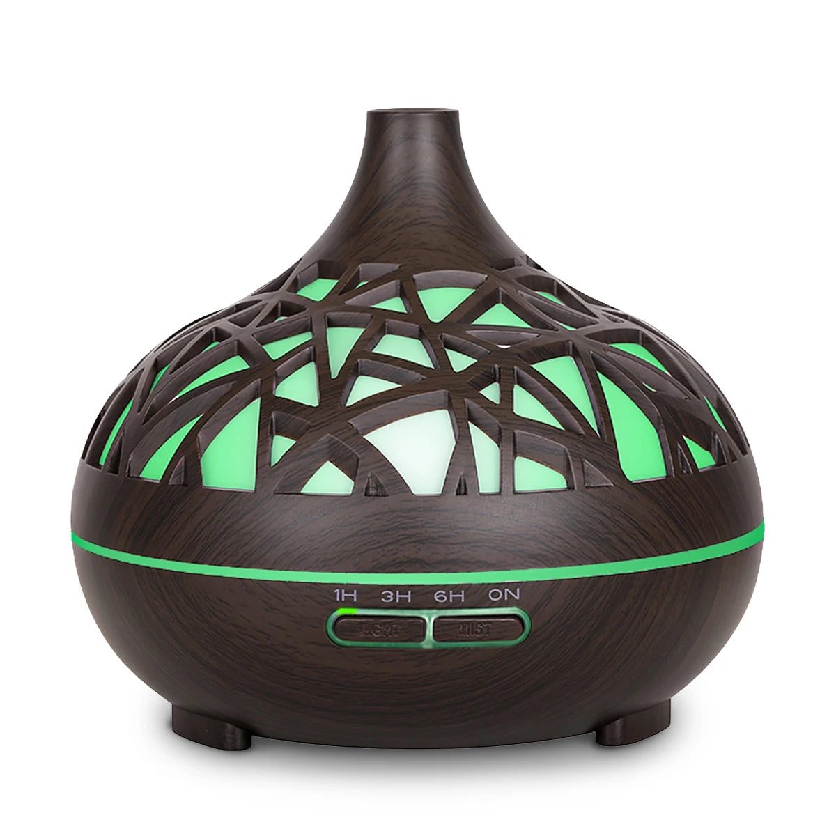Humidifier Aromatherapy Essential Oil Diffuser Hollow Wood Grain Remote Control Ultrasonic Air Humidifier Cool with 7 Color LED