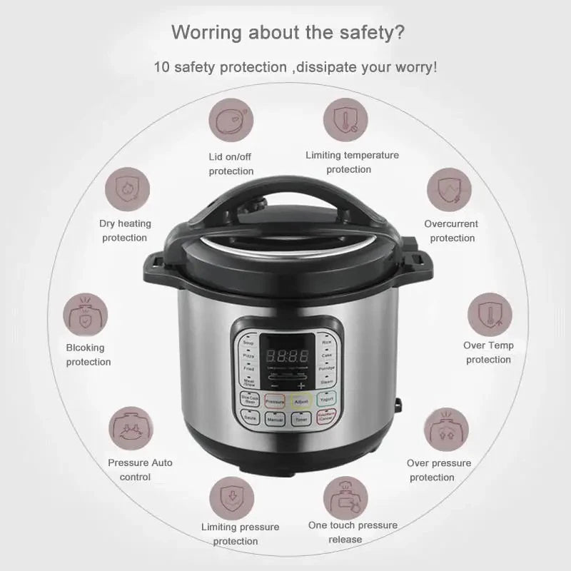 Multifunction Non-stick Pot Timed 6L Electric Pressure Cooker Cooking Intelligent Rice Soup Porridge Heating Cooking Appliances