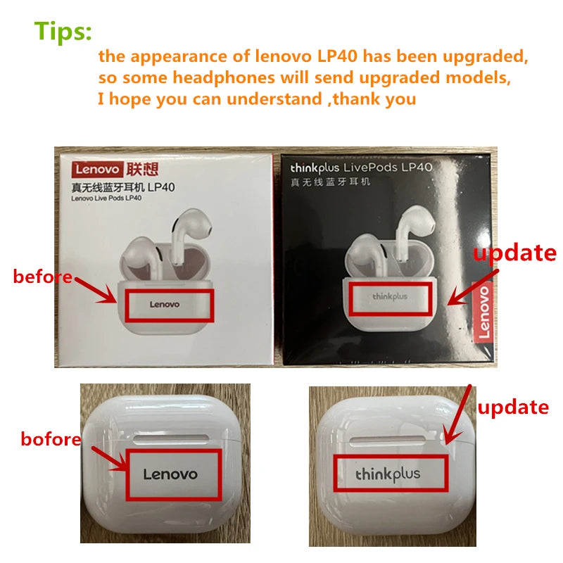 Lenovo LP40 TWS Wireless Bluetooth Earbuds – Touch Control Stereo Headphones for Android Phones, Ideal for Sports and Daily Use