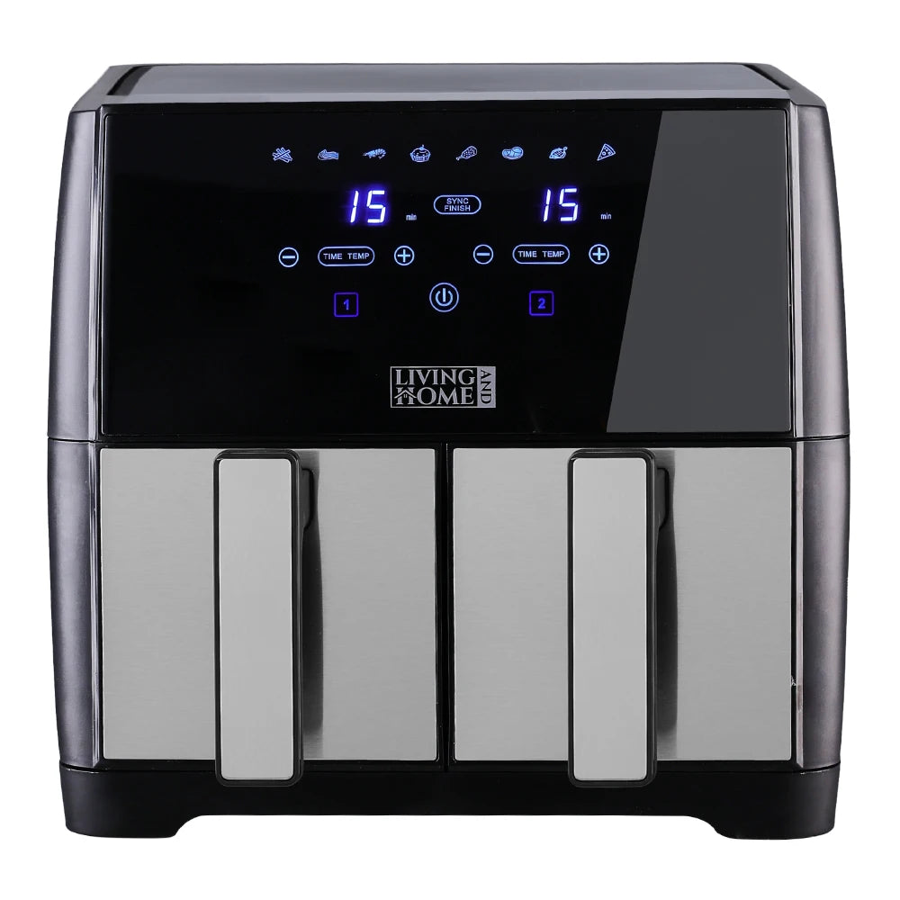 Dual Basket Air Fryer 8L – 1700W, Touch Screen, 80°C-200°C Adjustable Temperature, 30-Min Timer & Auto Shut-Off