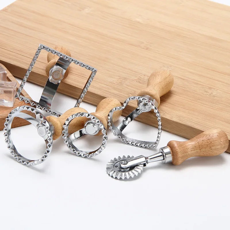 Ravioli Maker Mold Tool, Pasta Press, Stainless Steel Cookies Cutter Set, Ravioli Stamp Set, and Pastry Wheel Set are all part of the Kitchen Attachment Kit.