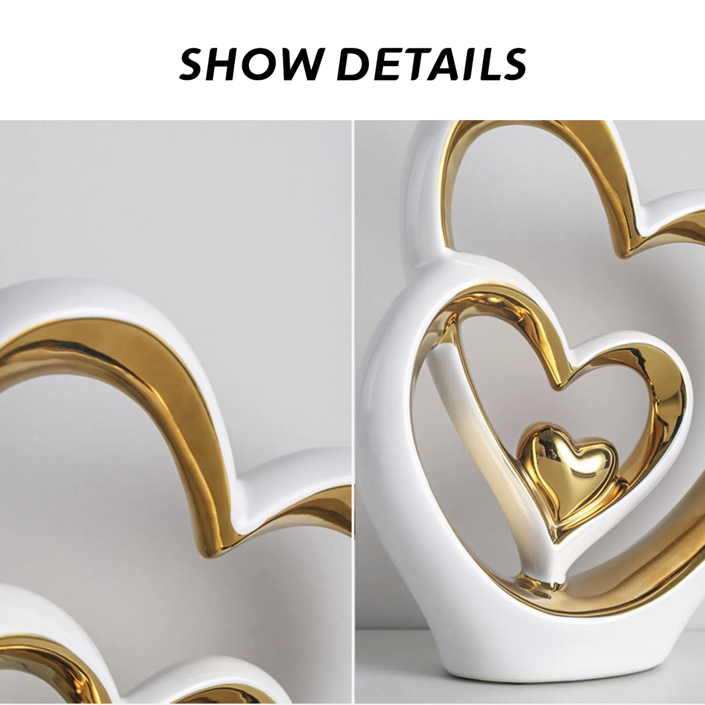 Ceramic Heart Statue Ornament Living Room