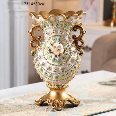 European Resin Vase Stereoscopic Dried Fowers Arrangement Wobble Plate