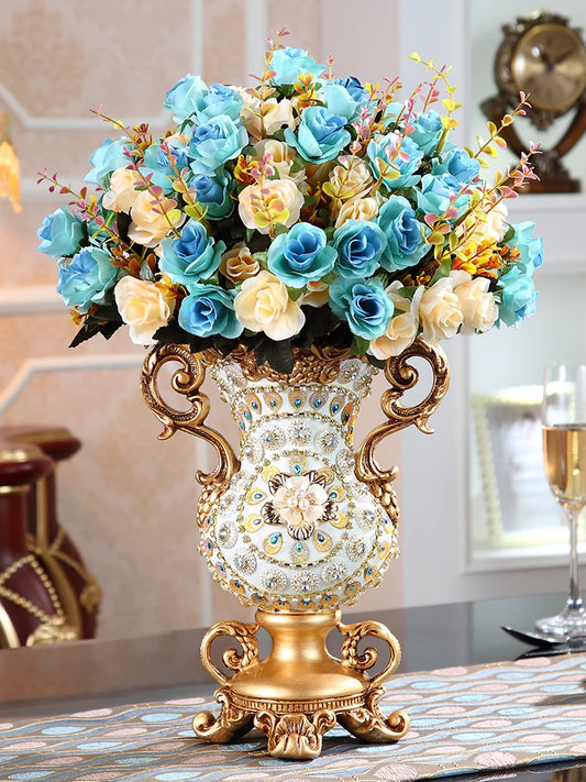European Resin Vase Stereoscopic Dried Fowers Arrangement Wobble Plate