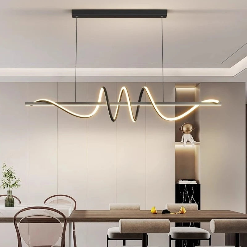 2025 new curved eye protection long net red bar light dining room chandelier simple modern minimalism dining room table lamp