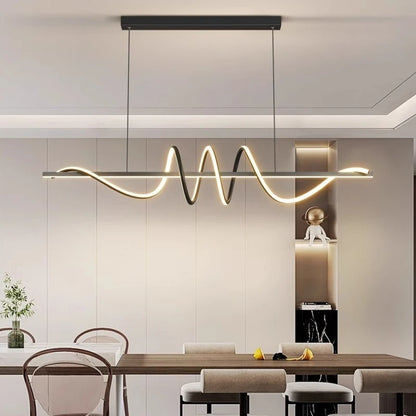 2025 new curved eye protection long net red bar light dining room chandelier simple modern minimalism dining room table lamp