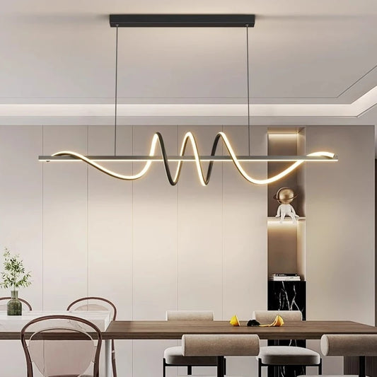 2025 new curved eye protection long net red bar light dining room chandelier simple modern minimalism dining room table lamp