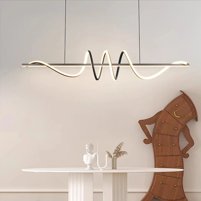 2025 new curved eye protection long net red bar light dining room chandelier simple modern minimalism dining room table lamp