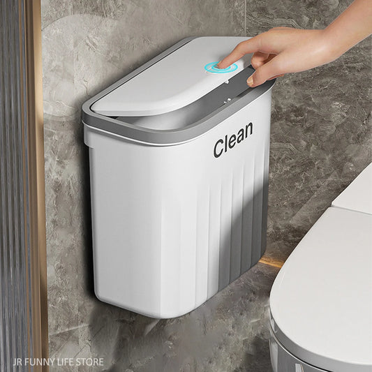 Trash Can With Lid, Hanging Wastebasket, and 12/16L Press Type Wall Mounted Trash Can for Bathroom Toilet Garbage Bucket, and Kitchen Recycling Bin