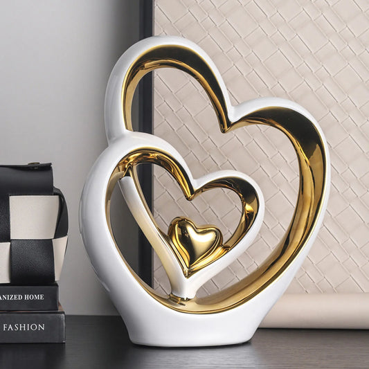 Ceramic Heart Statue Ornament Living Room