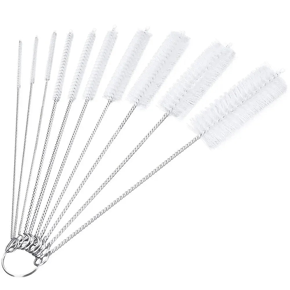 10 pieces per set Multipurpose Portable Glass Washing Tube Cleaning Brush Set Made of Stainless Steel for the Home