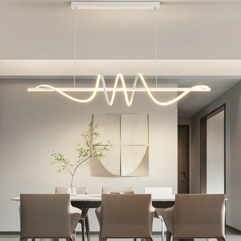 2025 new curved eye protection long net red bar light dining room chandelier simple modern minimalism dining room table lamp