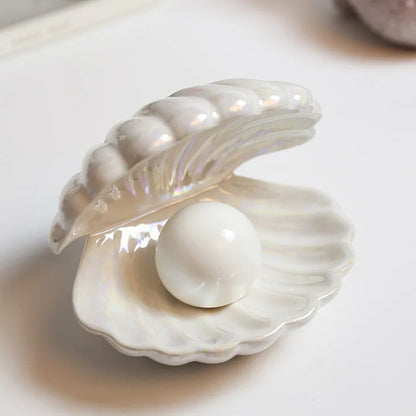 LED Room Decor Night Light – European Shell-Style Lamp with Ceramic Pearl, Perfect for Kids' Bedrooms, Bedside Tables, and Jewelry Storage. A charming and modern touch for your space!