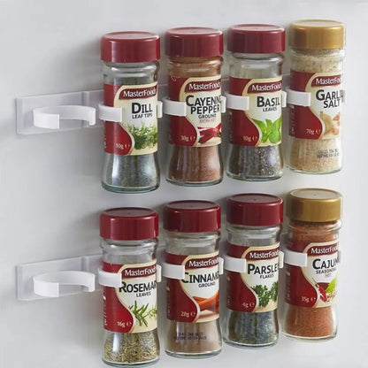Lot de 2 supports à épices muraux en plastique gris – Support adhésif pour pots