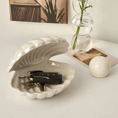 LED Room Decor Night Light – European Shell-Style Lamp with Ceramic Pearl, Perfect for Kids' Bedrooms, Bedside Tables, and Jewelry Storage. A charming and modern touch for your space!