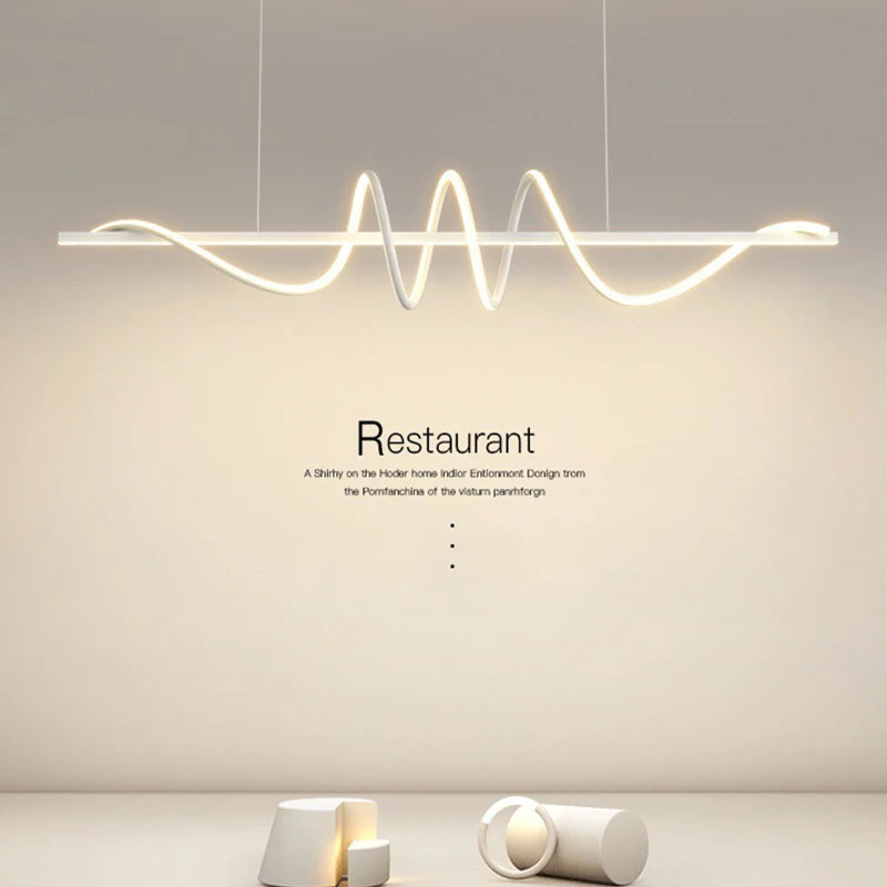 2025 new curved eye protection long net red bar light dining room chandelier simple modern minimalism dining room table lamp