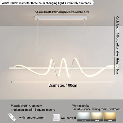 2025 new curved eye protection long net red bar light dining room chandelier simple modern minimalism dining room table lamp