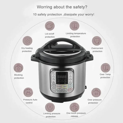 Multifunction Non-stick Pot Timed 6L Electric Pressure Cooker Cooking Intelligent Rice Soup Porridge Heating Cooking Appliances