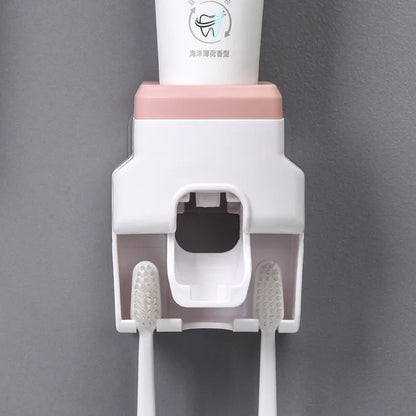 Magnetic Toothbrush Holder Storage Rack Automatic Toothpaste Dispenser Wall-Mounted Waterproof Bathroom Storage Accessories Set