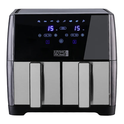 Dual Basket Air Fryer 8L – 1700W, Touch Screen, 80°C-200°C Adjustable Temperature, 30-Min Timer & Auto Shut-Off